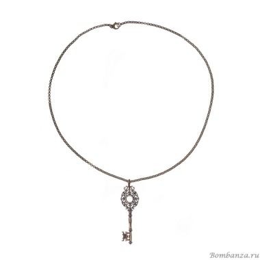 Колье Alcozer&J, ключ,жемчуг, гранат, кристаллы Swarovski, AL2312-C4252C золотистый