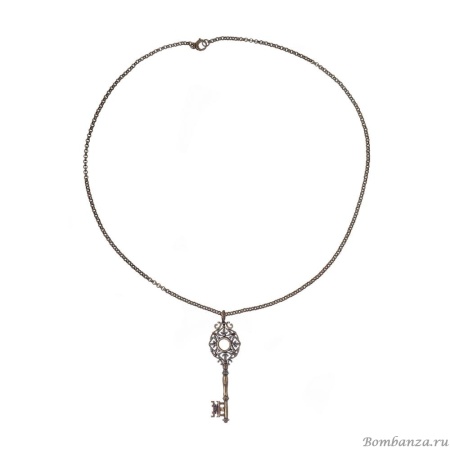 Колье Alcozer&J, ключ,жемчуг, гранат, кристаллы Swarovski, AL2312-C4252C золотистый