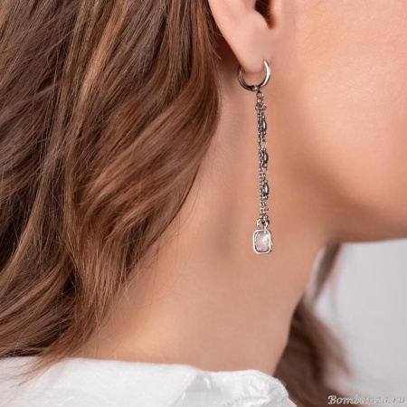 Серьги Lanzerotti, Gelido, с гематитом, кварцем и жемчугом, LZ-25.02-011 серый