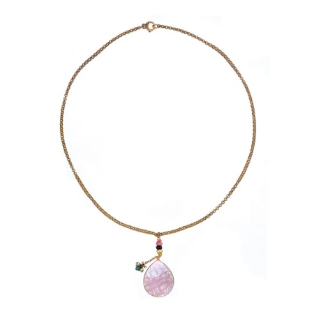 Колье Alcozer&J, кварц, турмалин, изумруд, Swarovski, AL-C38AB24-R розовый