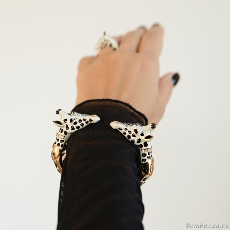 Браслет Polina Firenze, кафф, жираф с кристаллами и эмалью, PF25.2-BR2451 бежевый