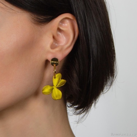 Серьги Nuance, асимметричные, с цветком, NFN-24.01-044 коричневый Серьги Nuance, асимметричные, с цветком, NFN-24.01-044 коричневый