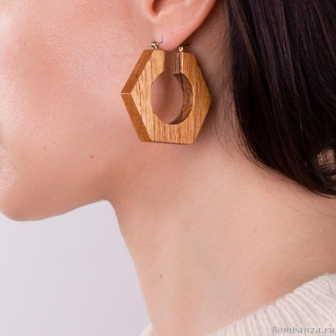 Серьги Moon Paris, Ringo, из дерева, MR-22.12-214 коричневый Серьги Moon Paris, Ringo, из дерева, MR-22.12-214 коричневый