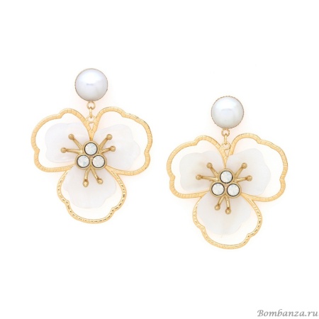 Серьги Franck Herval, Lisette, с перламутром, Swarovski и жемчугом, FH25.2-12-69676 белый