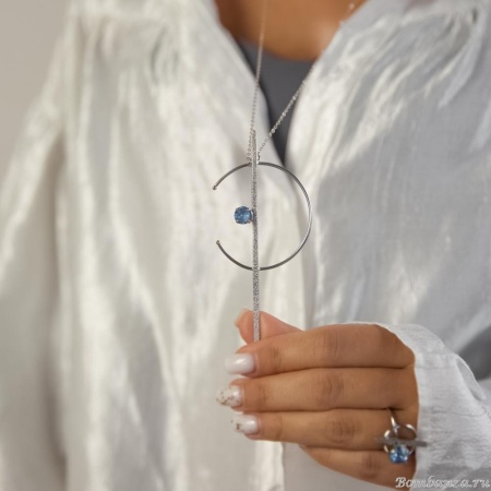 Колье Catherine Bijoux, Half moon, с кристаллом, CB25.1-5355AS голубой