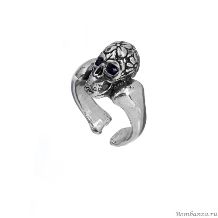 Кольцо Tra-la-ra, Tatoo, разъемное, с черепом и кристаллами, TLR24-522P304 черный Кольцо Tra-la-ra, Tatoo, разъемное, с черепом и кристаллами, TLR24-522P304 черный