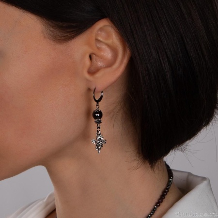 Серьги Lanzerotti, Draghi, гранат, гематит, дракон, LZ-23.12-412 серебристый