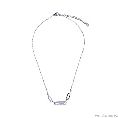 Колье Moon Paris, Ikita, в форме скрепки, с кристаллами, MIK-22.03-010 серебристый