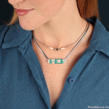 Колье TARATATA, Tweed, с цветной смолой, бусинами и гематитом, TT-W24-06110-104 синий