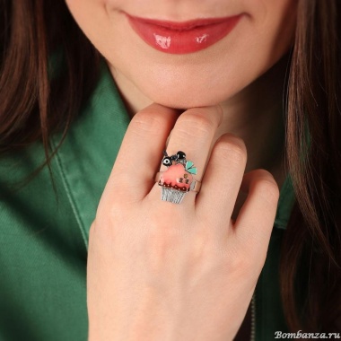 Кольцо TARATATA, Chapardeuse, разъемное, со смолой, бусинами и нитью, TT-H24-07414-105 розовый