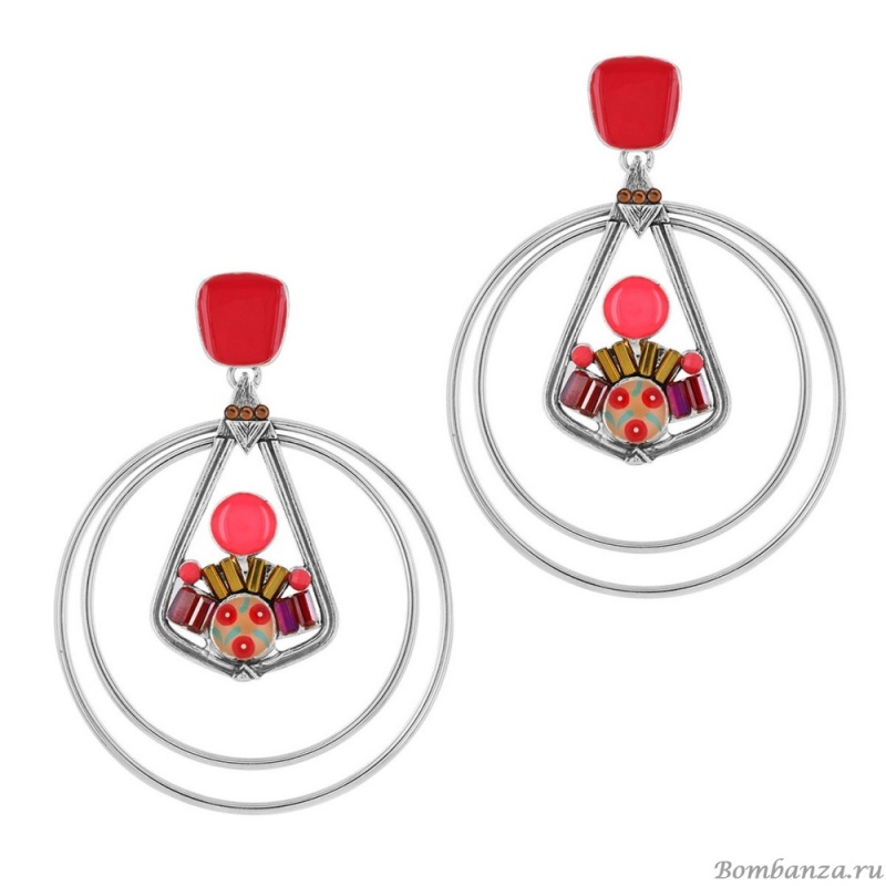 Серьги TARATATA, Blush, со стразами, бусинами и цветной смолой, TT-E23-03942-105 розовый