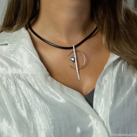 Колье Catherine Bijoux, Half moon, с кристаллом, CB25.1-5357AS голубой