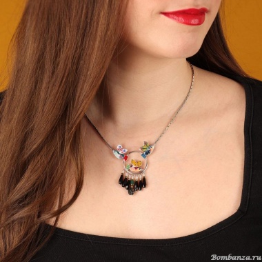 Колье TARATATA, Dans les nuages, с цветной смолой и стеклянными бусинами, TT-H24-03103-10M серебристый Колье TARATATA, Dans les nuages, с цветной смолой и стеклянными бусинами, TT-H24-03103-10M серебристый