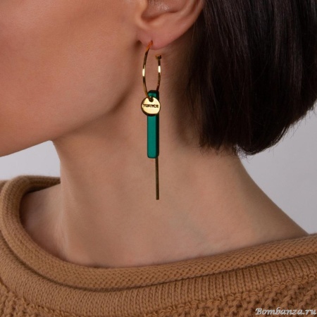 Серьги Nuance, Nuance, асимметричные,с геометрическими фигурами, NFN-23.12-073 зеленый