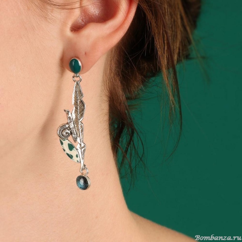 Серьги TARATATA, Green, с цветной смолой и порошком слюды, TT-E24-09975-104 зеленый Серьги TARATATA, Green, с цветной смолой и порошком слюды, TT-E24-09975-104 зеленый