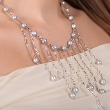 Колье Lanzerotti, Gelido, с жемчугом и цирконием, LZ-25.02-052 серый