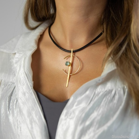 Колье Catherine Bijoux, Half moon, с кристаллом, CB25.1-5357AG мятный