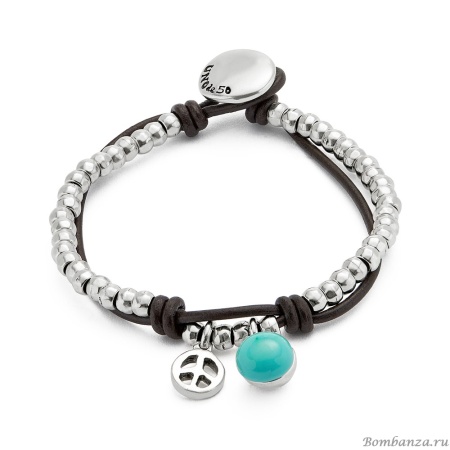 Браслет UNOde50 Ser Fascinante с бирюзовым муранским стеклом, с серебром PUL2530TURMTL0L