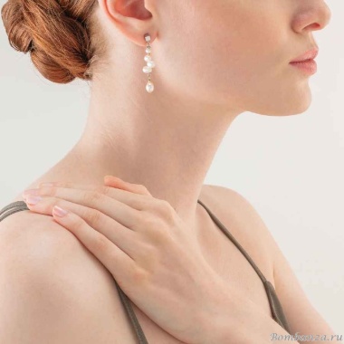 Пусеты Coeur de Lion, White bicolor 1106/21-1426 Пусеты Coeur de Lion, White bicolor 1106/21-1426
