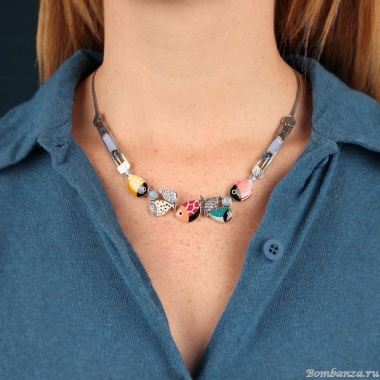 Колье TARATATA, Ocean, с цветной смолой и стеклянными бусинами, TT-W24-02104-10M серебристый