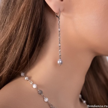 Серьги Lanzerotti, Gelido, с жемчугом и цирконием, LZ-25.02-054 серый Серьги Lanzerotti, Gelido, с жемчугом и цирконием, LZ-25.02-054 серый