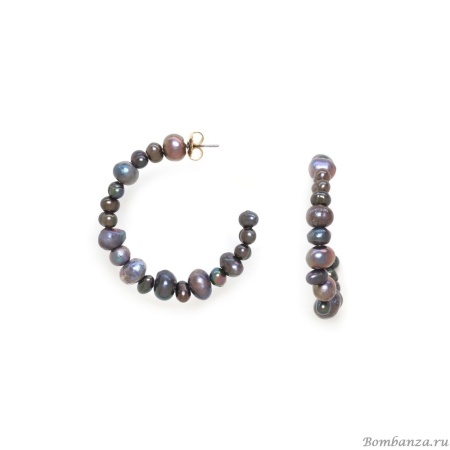 Серьги Nature Bijoux, Blue pearl, полукольца с жемчугом, NB24.2-12-79416 серый