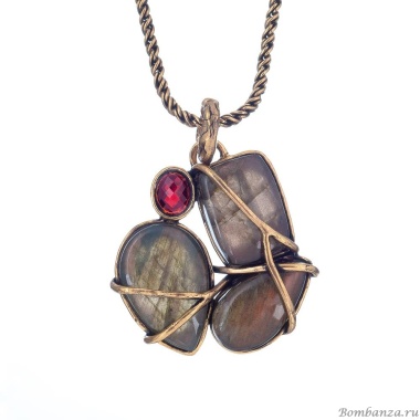 Колье Alcozer&J, с лабрадоритом и гранатом, AL2312-C168DU23 золотистый