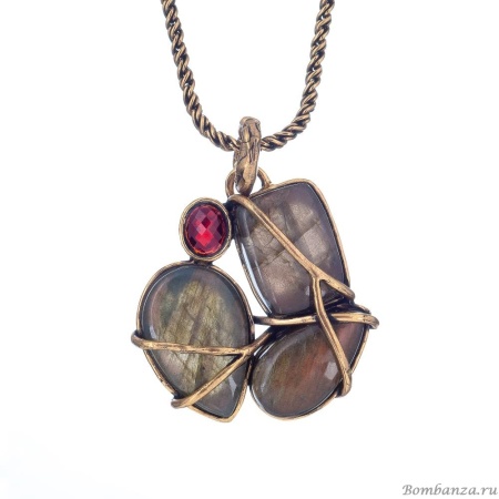 Колье Alcozer&J, с лабрадоритом и гранатом, AL2312-C168DU23 золотистый