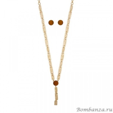 Комплект Possebon колье и серьги, Tiger Eye S7912.15 BR/G