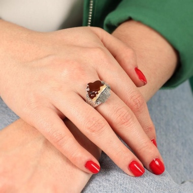 Кольцо TARATATA, Chapardeuse, разъемное, с цветной смолой и бусинами, TT-H24-07413-108 коричневый