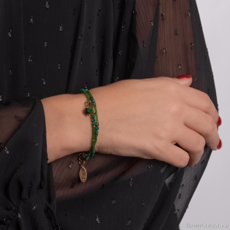 Браслет Lanzerotti, Verde, двойной, тигровый глаз, малахит, жад, LZ-24.12-560 зеленый