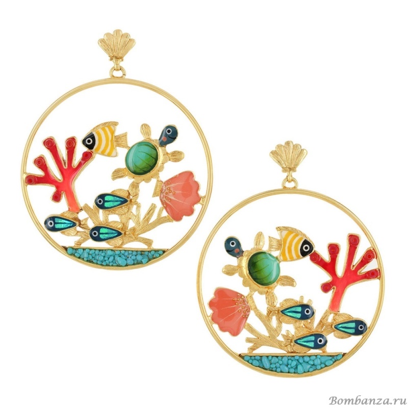 Серьги TARATATA, Pacific, с цветной смолой и бусинами, TT-E23-06976-20M золотистый