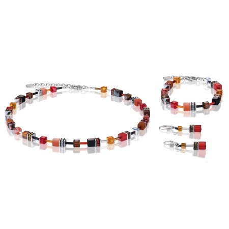 Серьги Coeur de Lion GeoCUBE®, Red Orange, 2838/20-0302. Германия