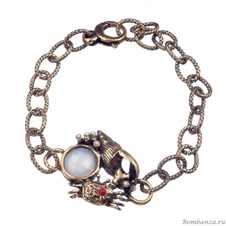 Браслет Alcozer&J, лунный камень, жемчуг, коралл, Swarovski, AL-B58DY22 золотистый