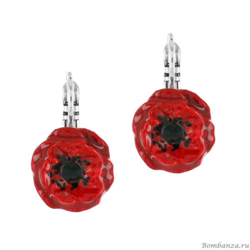 Серьги TARATATA, Joli coquelicot, с цветной смолой и кристаллом, TT-T24-08743-103 красный