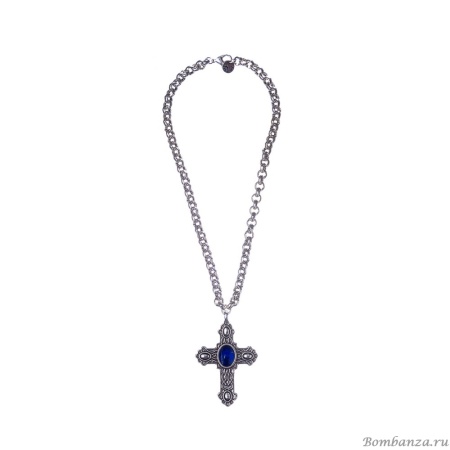 Колье Tra-la-ra, Crucis, с крестом и со вставкой из смолы, TLR21-213P206 (голубой)