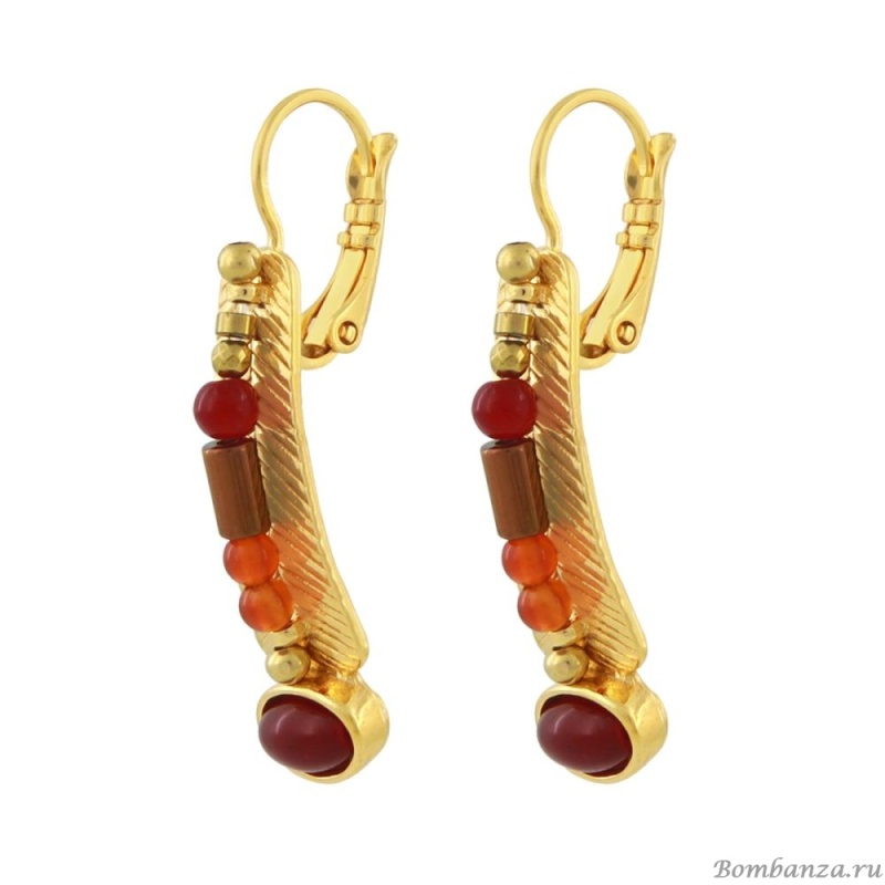 Серьги TARATATA, Orient, со стеклянными  бусинами и сердоликом, TT-E24-10783-203 красный Серьги TARATATA, Orient, со стеклянными  бусинами и сердоликом, TT-E24-10783-203 красный