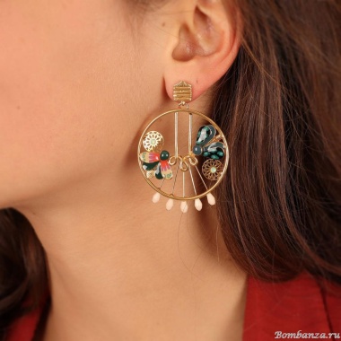 Серьги TARATATA, Watt`s up, с цветной смолой, бусинами и стразами, TT-H23-09959-20M золотистый Серьги TARATATA, Watt`s up, с цветной смолой, бусинами и стразами, TT-H23-09959-20M золотистый