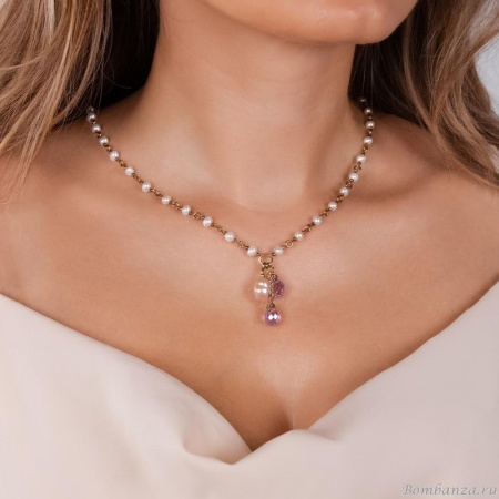 Колье Lanzerotti, Pesca, с жемчугом и кристаллами, LZ-24.05-285 золотистый