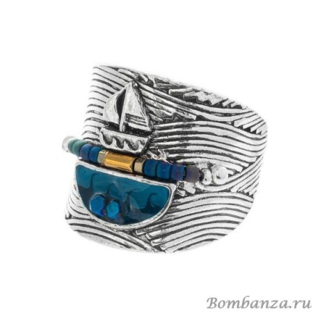 Кольцо Taratata, Longue-vue, разъемное, серебристое со стеклянными бусинами, TT-E20-06410-104