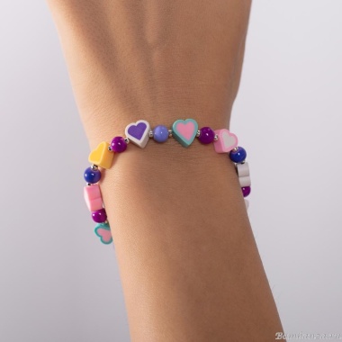 Браслет Lanzerotti, Hello babe!, с полимерными бусинами в форме сердца, LZ-25.07-211 сиреневый