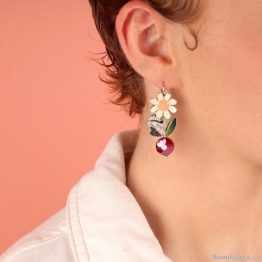 Серьги TARATATA, Cocoon, с цветной смолой и стеклянными бусинами, TT-E25-03733-103 красный Серьги TARATATA, Cocoon, с цветной смолой и стеклянными бусинами, TT-E25-03733-103 красный