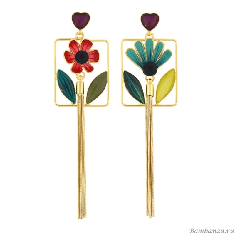 Серьги TARATATA, Frida, асимметрия, смола,слюдяная пудра, стразы, TT-H25-06950-20M золотистый