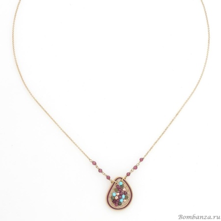 Колье Franck Herval, Cassandra, гранат, говлит, унакит, эмаль, FH25.2-15-64443 бордовый