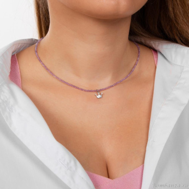 Колье Lanzerotti, Glicine, аметист, бисер, подвеска-корона, LZ-24.04-199 сиреневый