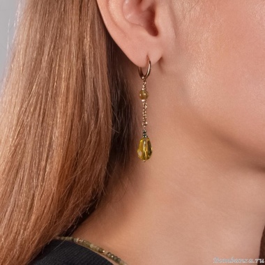 Серьги Lanzerotti, Verde, с апатитом, кристаллом и гематитом, LZ-24.12-571 желтый Серьги Lanzerotti, Verde, с апатитом, кристаллом и гематитом, LZ-24.12-571 желтый