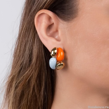 Серьги Moon Paris, с цветными акриловыми вставками, Mo-Y24.06-008 оранжевый