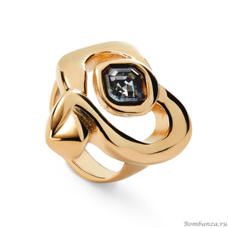 Кольцо UNOde50 Ser Expresiva с черным кристаллом, с золотом ANI0842NGRORO15