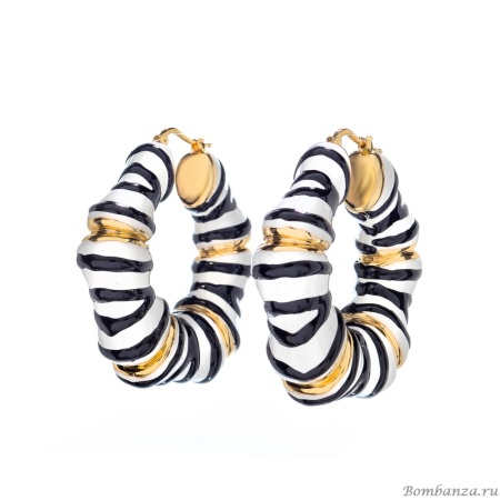 Серьги Francesca Bianchi, кольца, с эмалью, FB25.2-36S золотистый