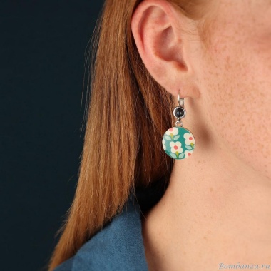 Серьги TARATATA, Tweed, с цветной смолой, тонированным гематитом, TT-W24-06769-104 синий